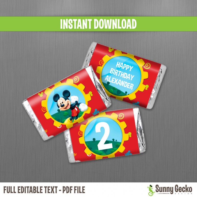 Mickey Mouse Clubhouse Birthday Mini Chocolate Wrappers